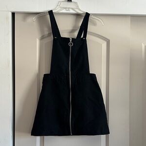 Black Overall Dress with Front Zipper